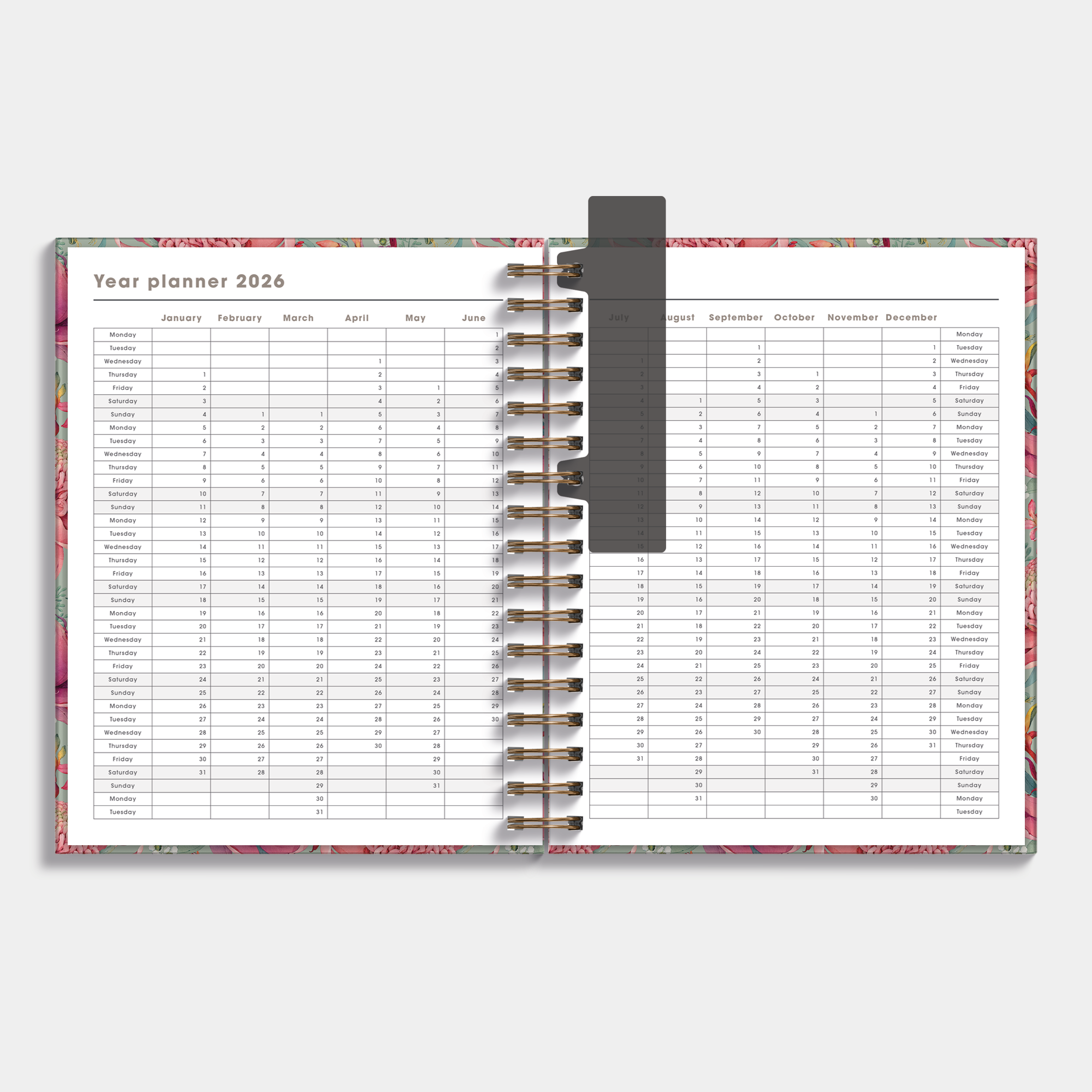 LUXURY WEEKLY PLANNER 2026-2027 A5+ EXOTIC BLOOMS