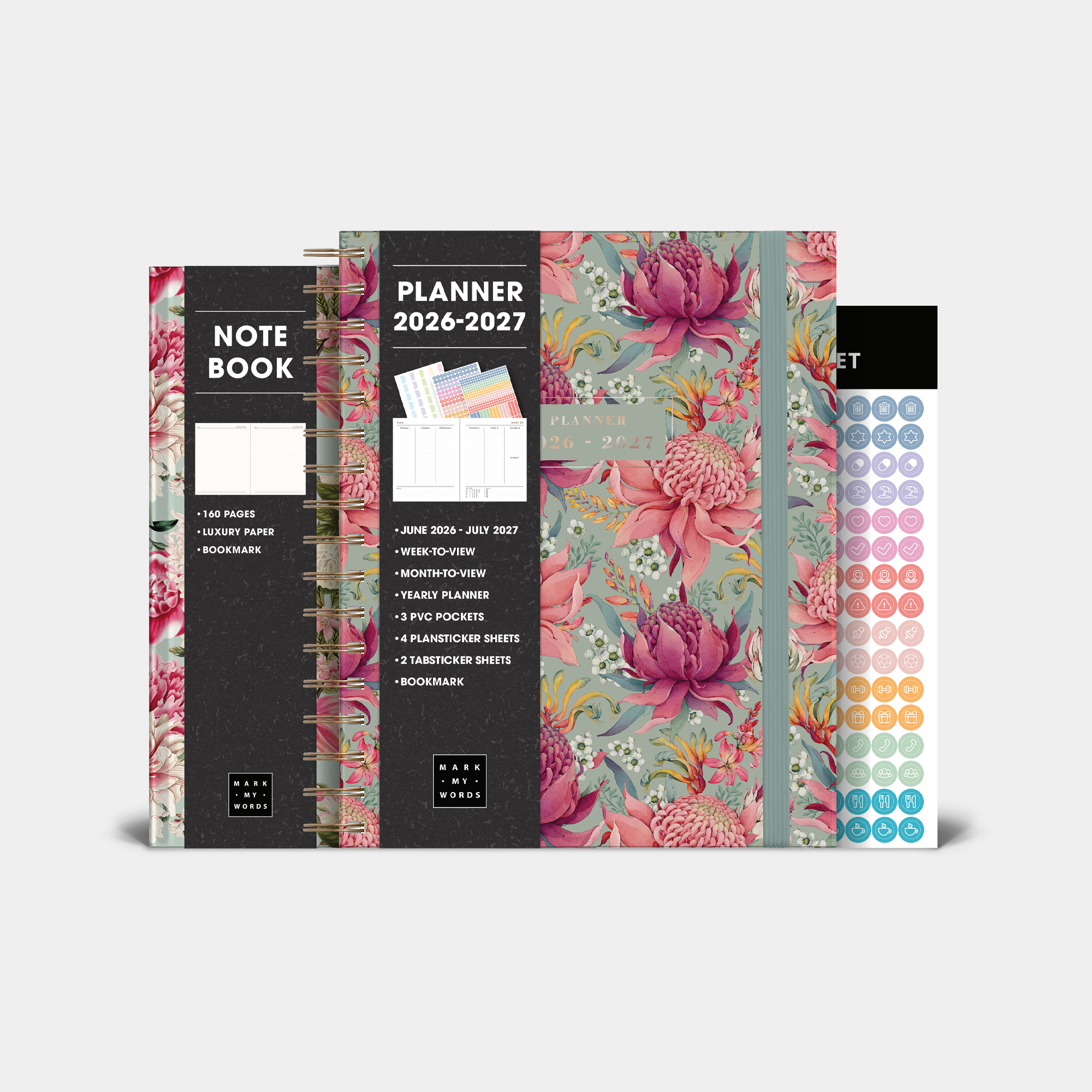 LUXURY WEEKLY PLANNER BUNDLE 2026-2027 A5+ EXOTIC BLOOMS