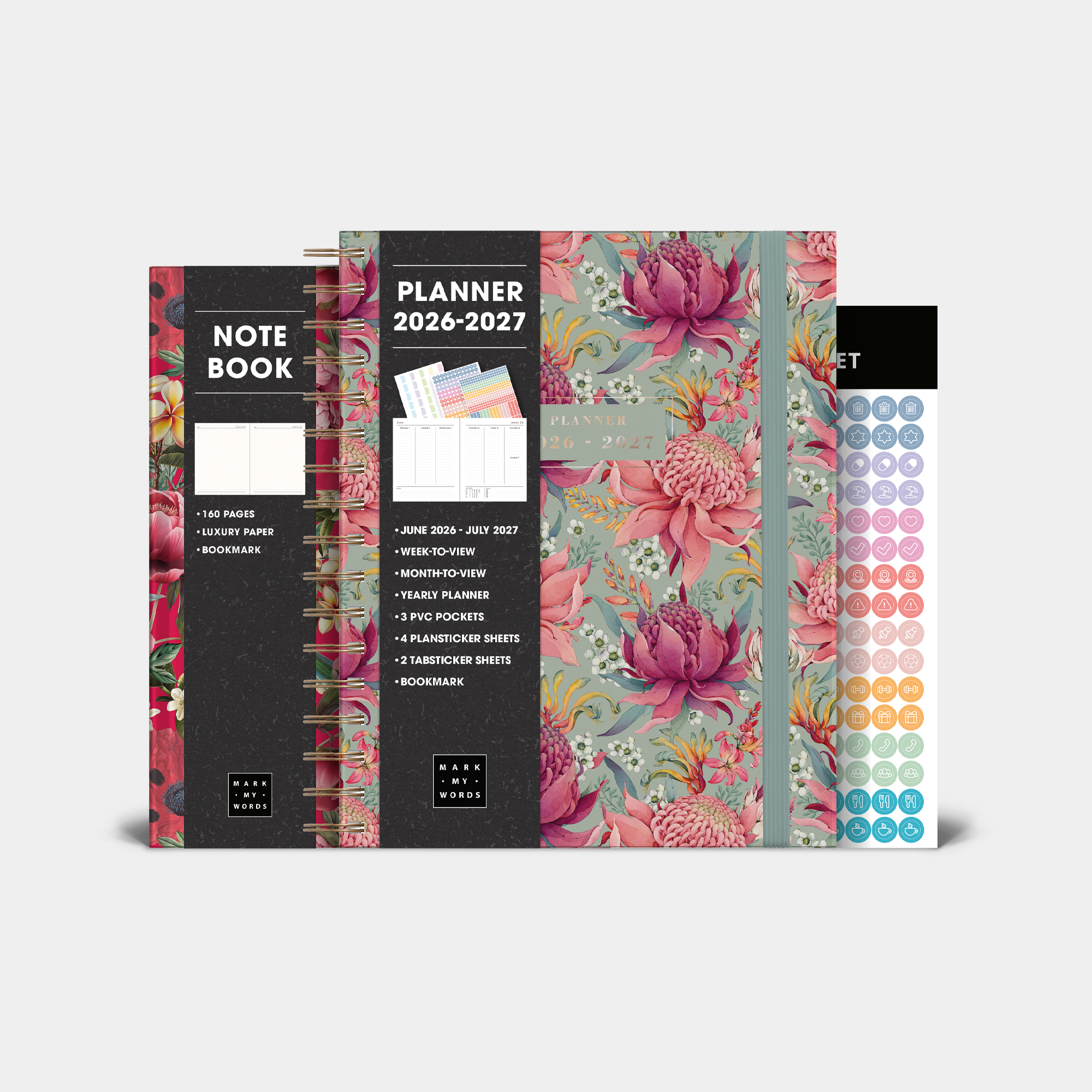 LUXURY WEEKLY PLANNER BUNDLE 2026-2027 A5+ EXOTIC BLOOMS