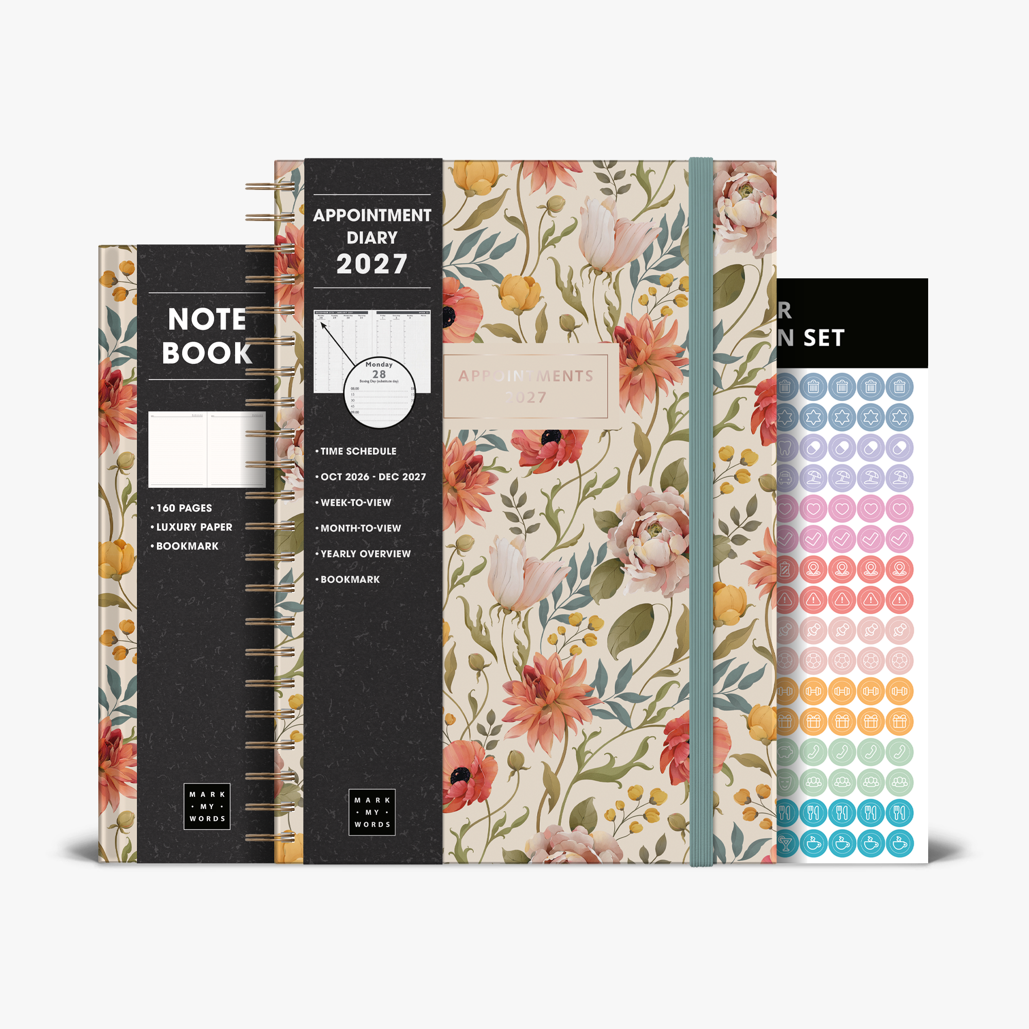 APPOINTMENT DIARY BUNDLE 2027 A4 VINTAGE FLOWERS