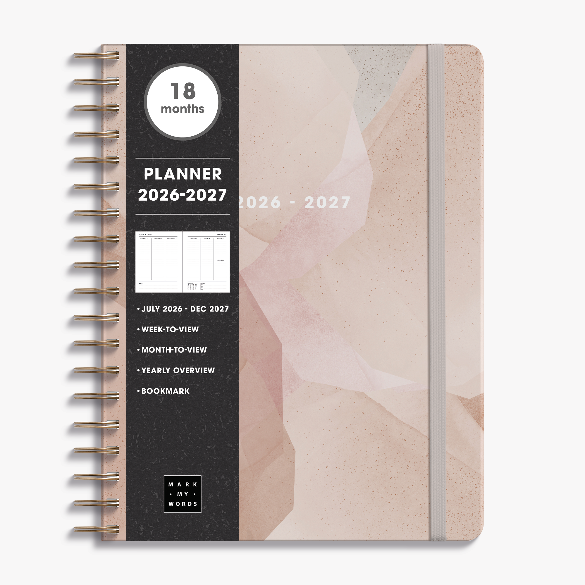 18-MONTH PLANNER 2026-2027 ±A4 ABSTRACT BLUSH