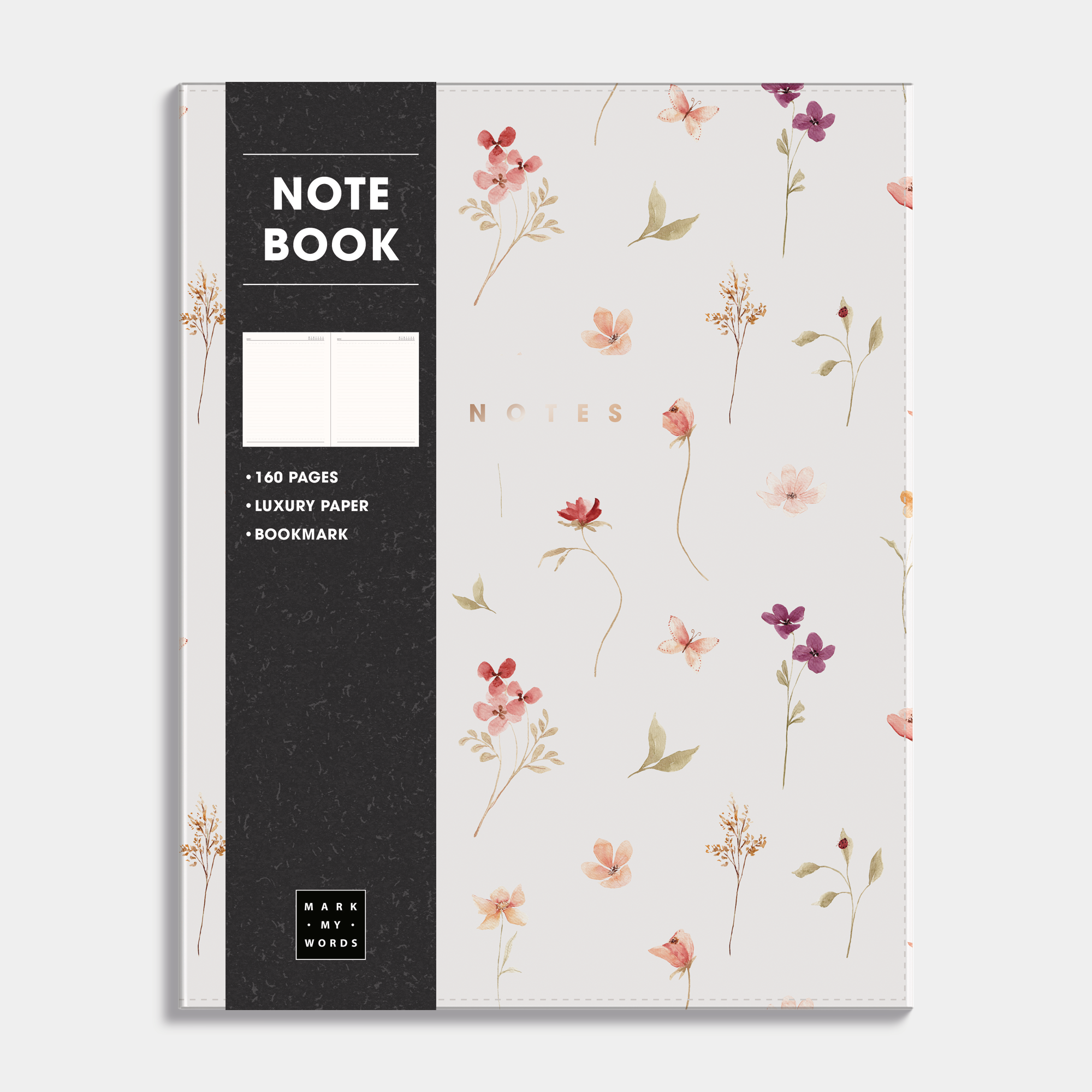 NOTEBOOK A5+ WASHED CRAFT DELICATE FLORALS