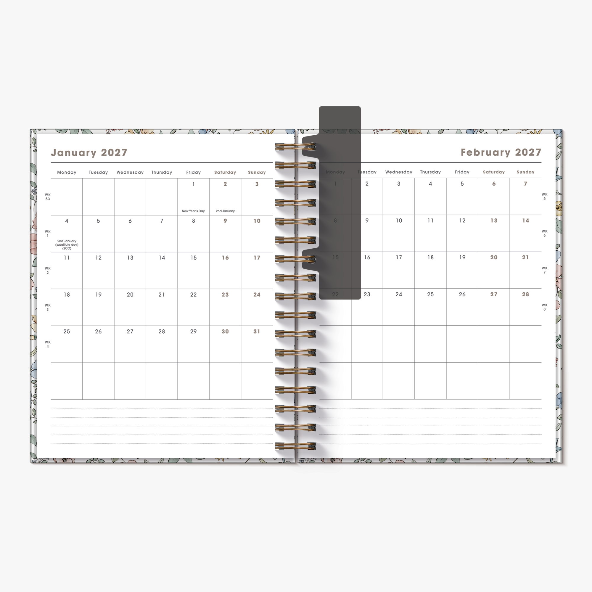 LUXURY WEEKLY PLANNER 2027 A5+ PASTEL FLORALS