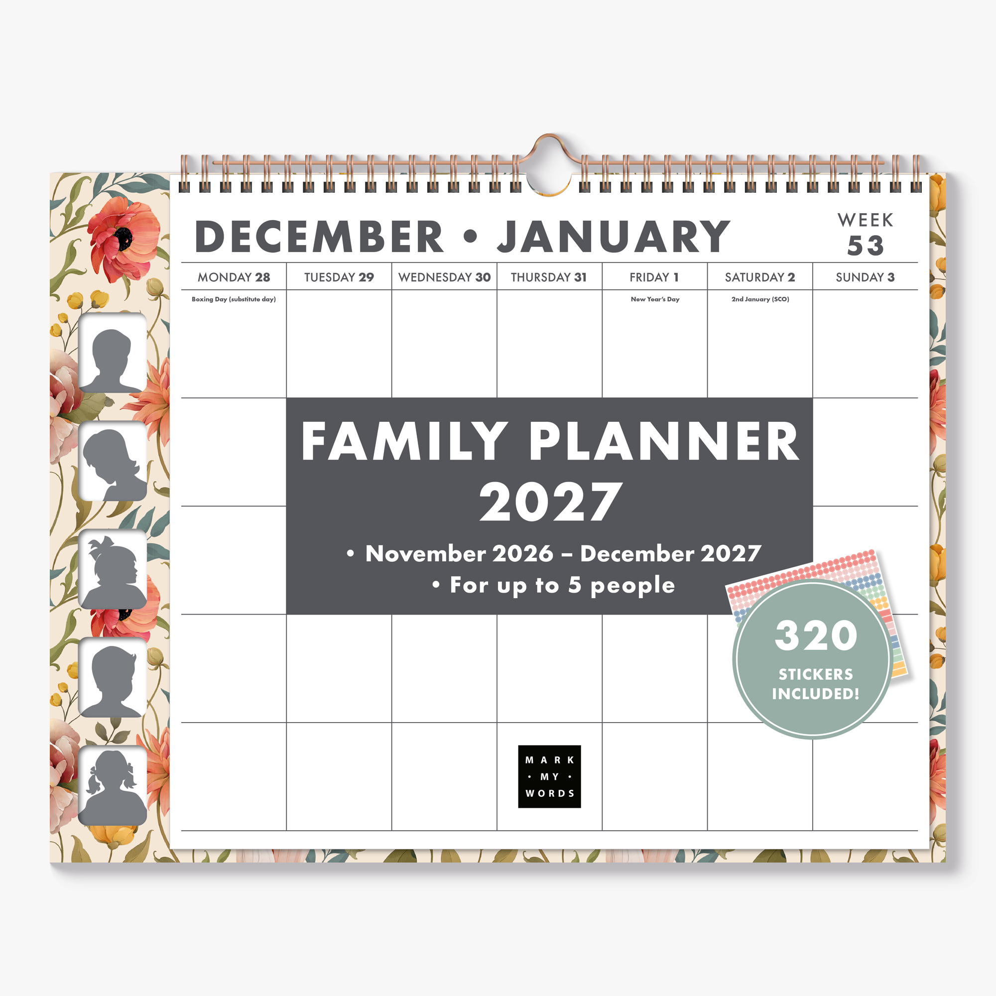 FAMILY PLANNER 2027 ±A3 VINTAGE FLOWERS