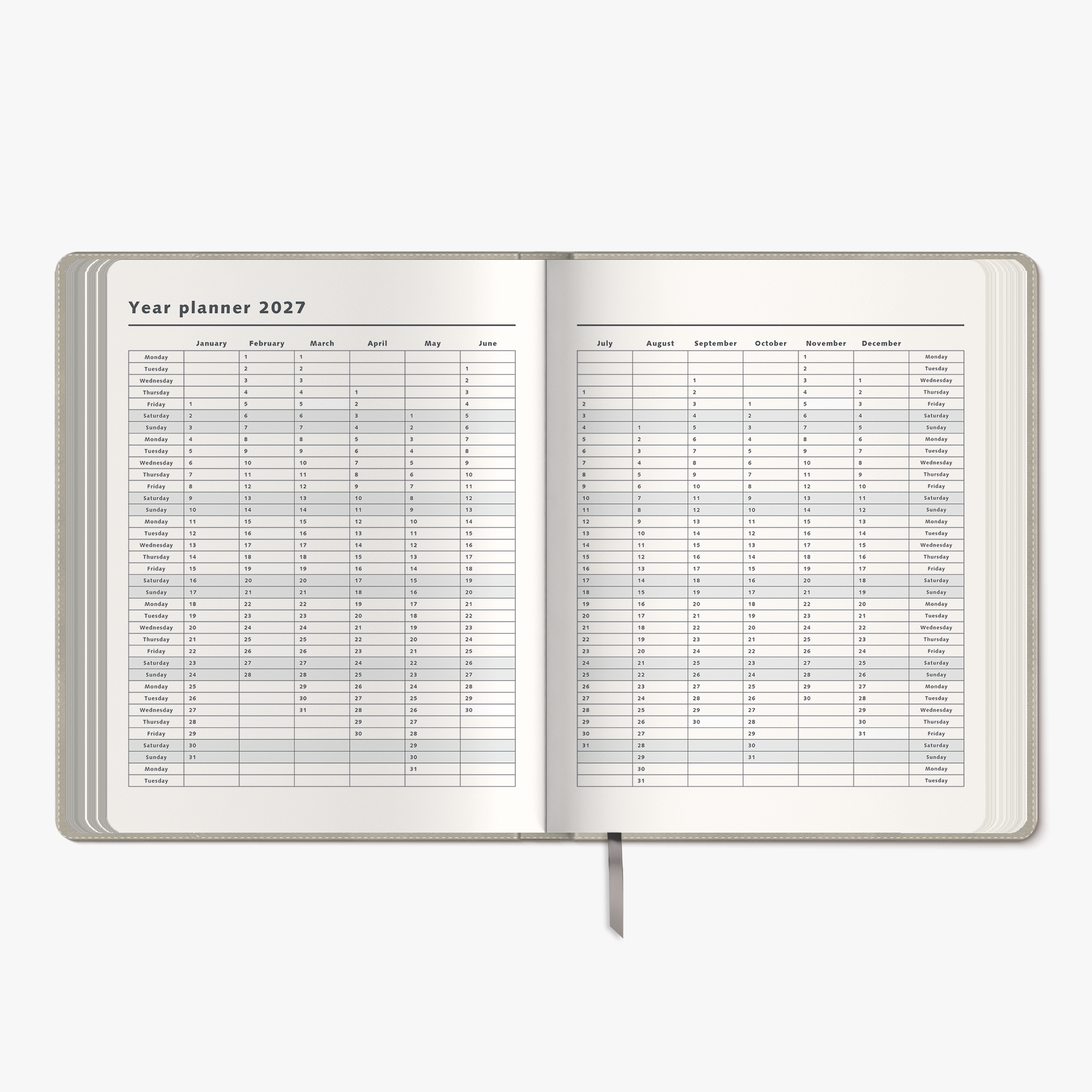WEEKLY PLANNER 2027 ±A4 SUEDE-LOOK