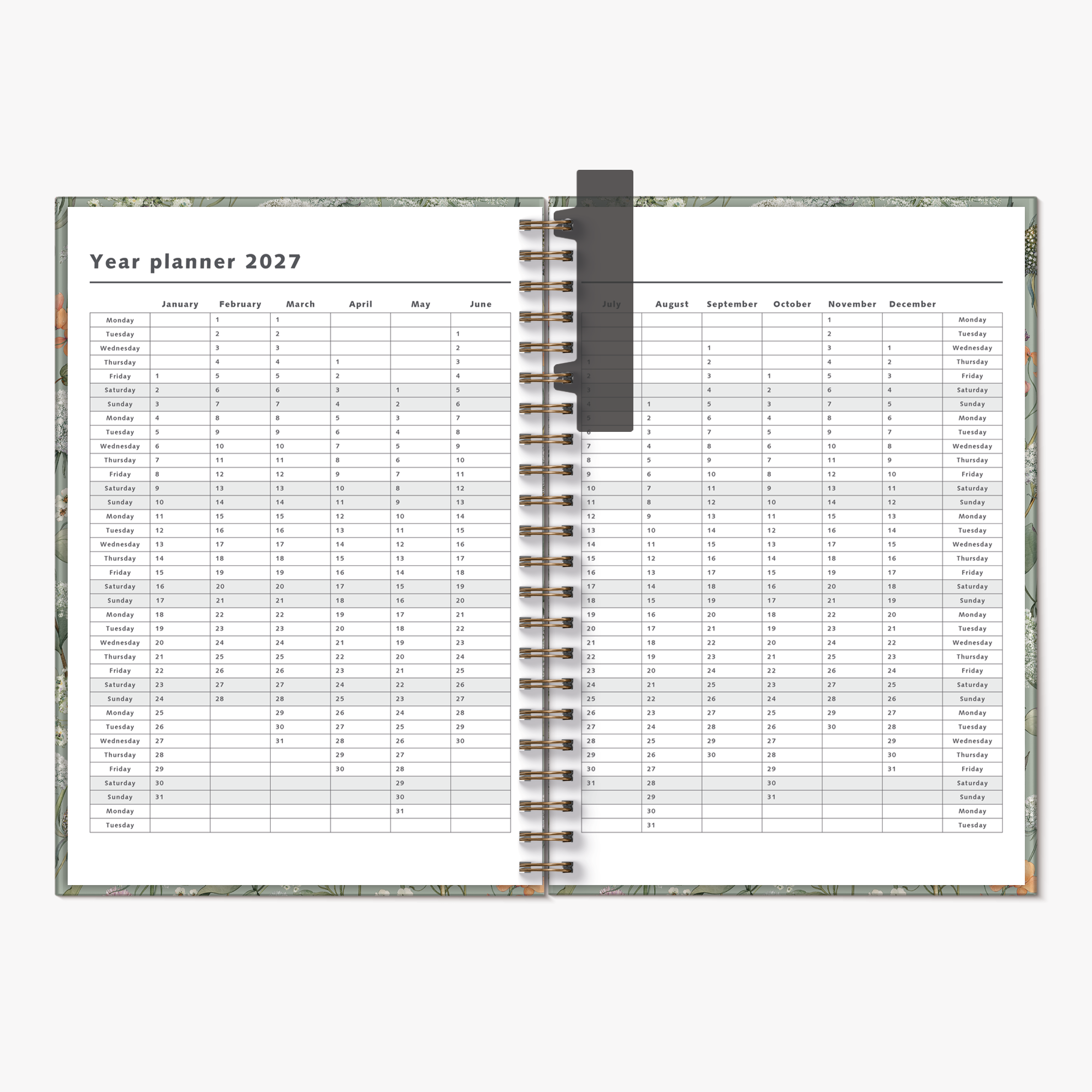 WEEKLY PLANNER 2027 A4 MEADOW FLOWERS