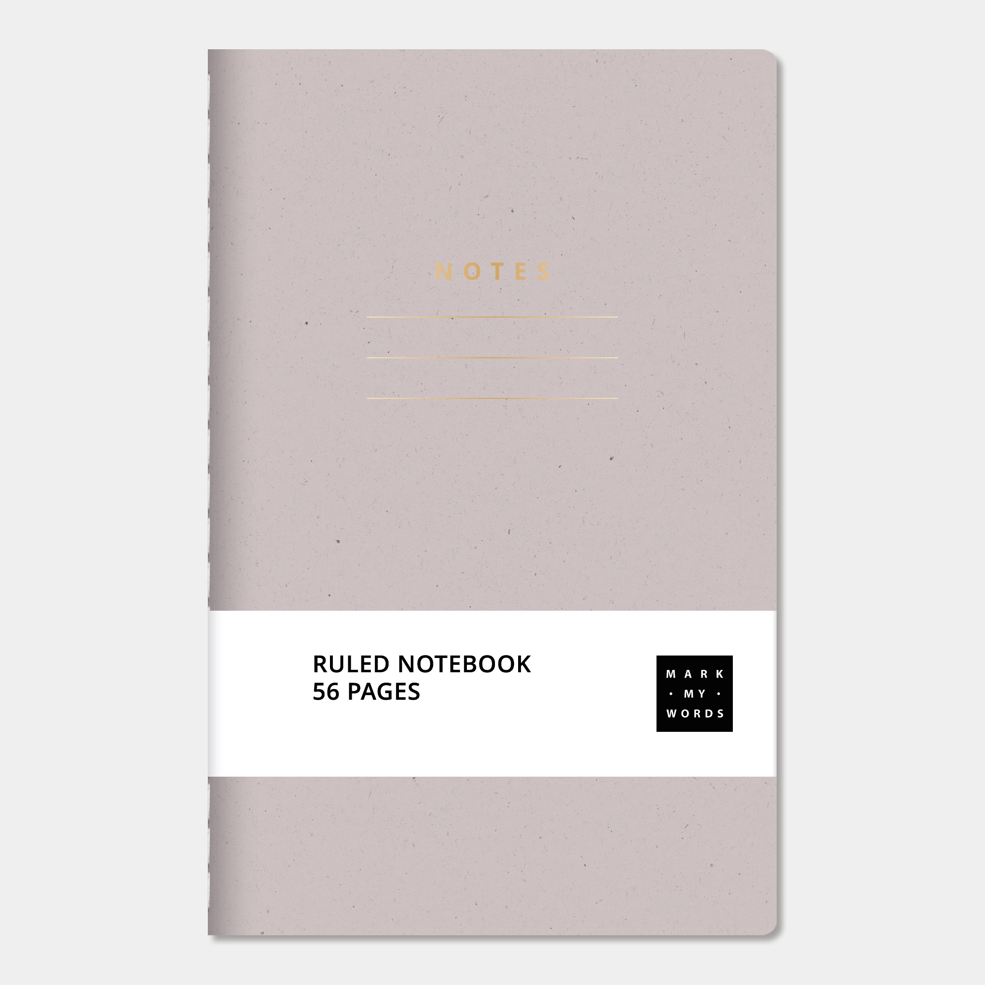 Mini pocket-sized lined notebook with grape cover with ruled pages and thread-sewn binding, front view.