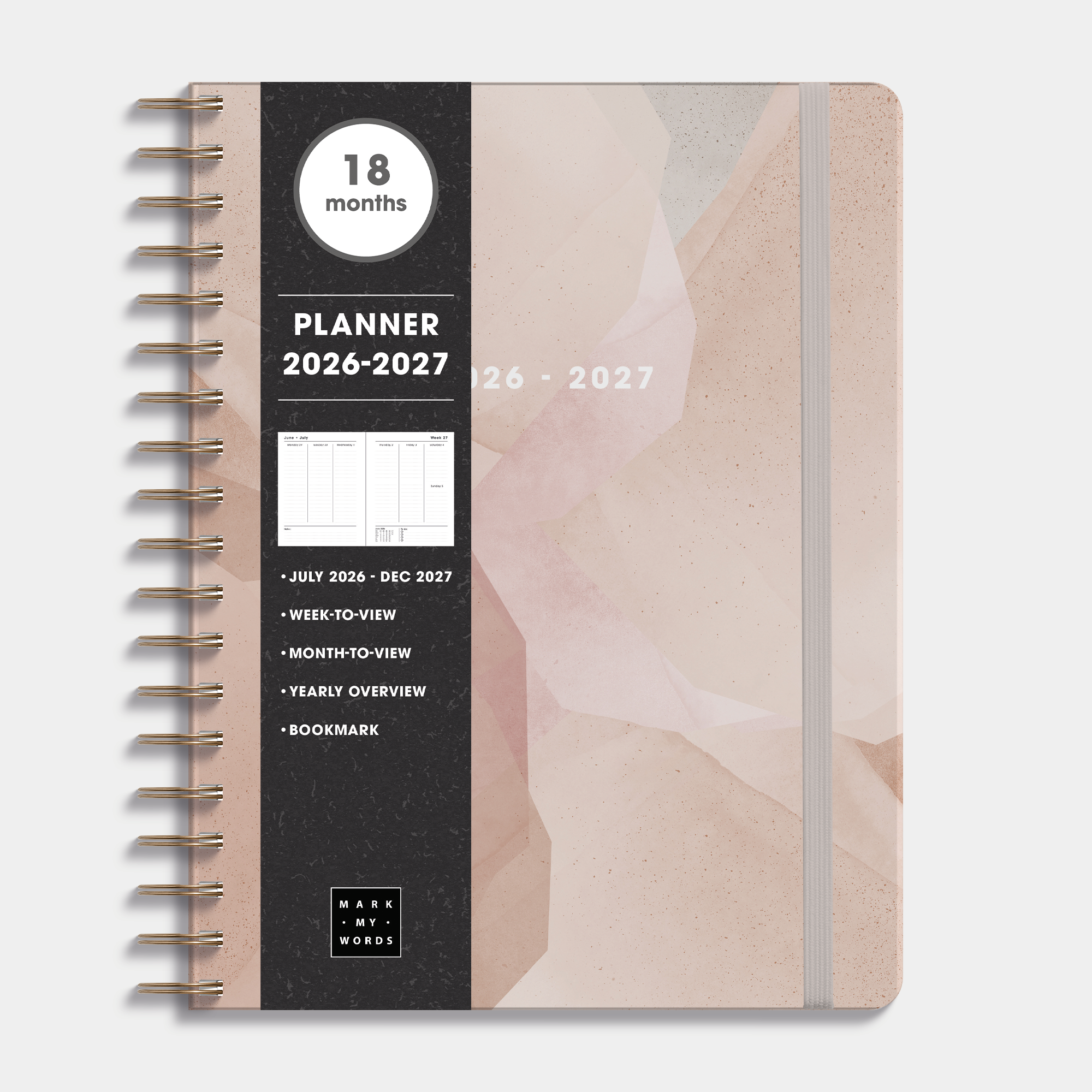 18-MONTH PLANNER 2026-2027 ±A4 ABSTRACT BLUSH