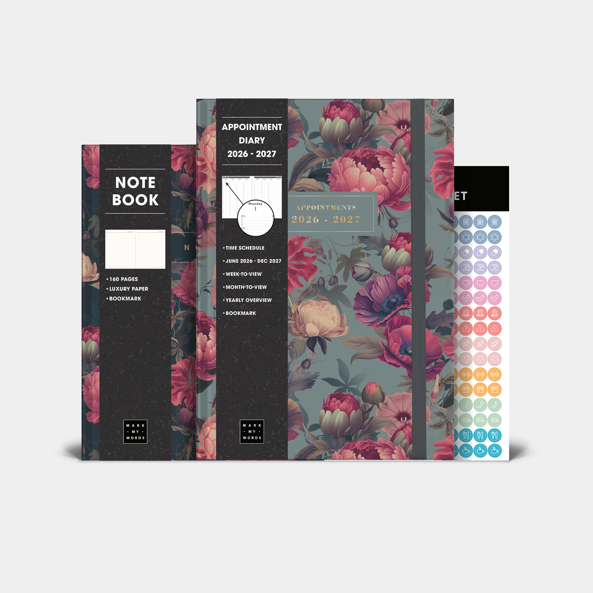 APPOINTMENT DIARY BUNDLE 2026-2027 A4 CLASSIC ROSES