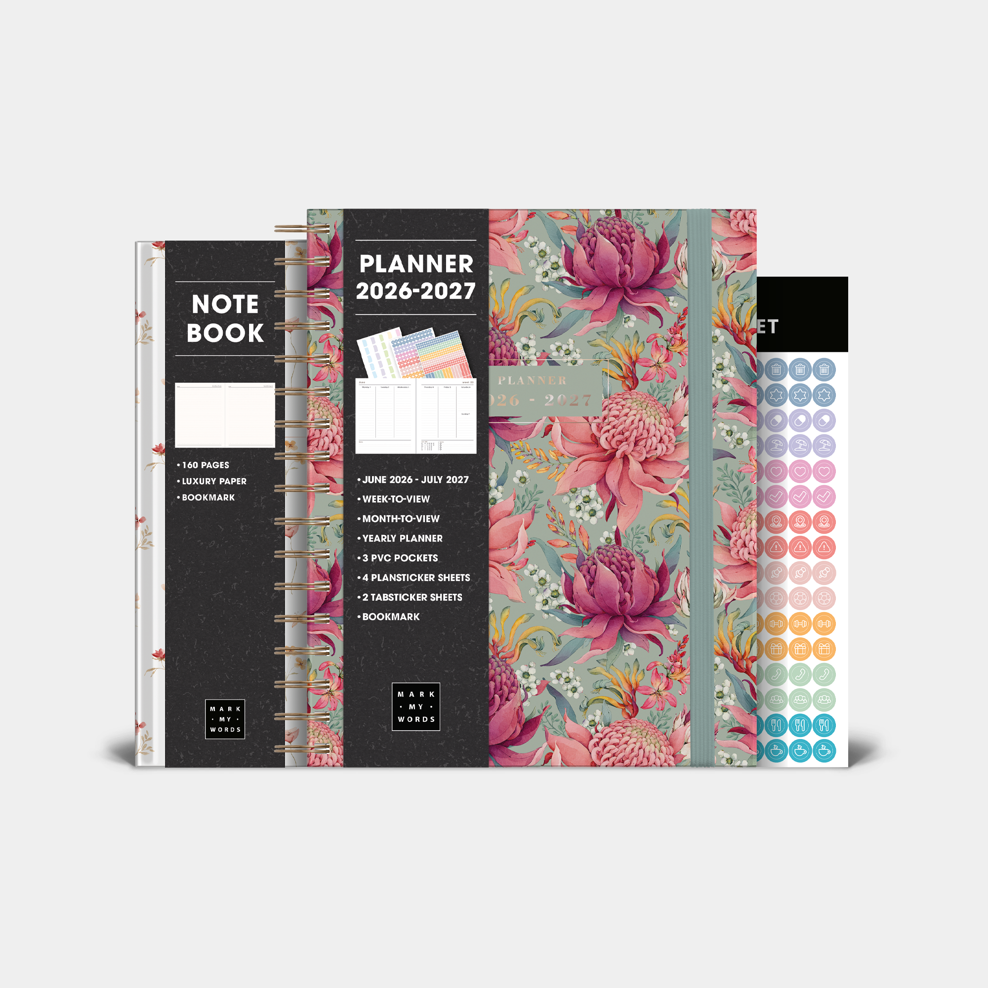 LUXURY WEEKLY PLANNER BUNDLE 2026-2027 A5+ EXOTIC BLOOMS