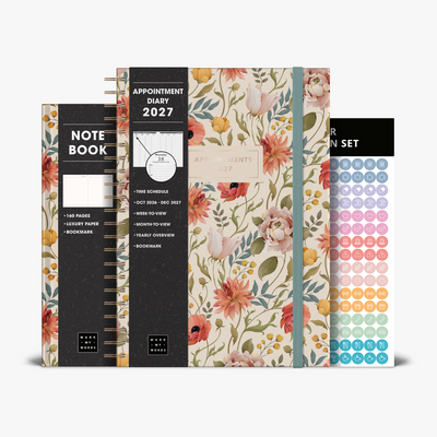 APPOINTMENT DIARY BUNDLE 2027 A4 VINTAGE FLOWERS
