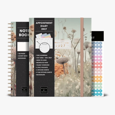 LUXURY APPOINTMENT DIARY BUNDLE 2027 A5+ WILDFLOWERS