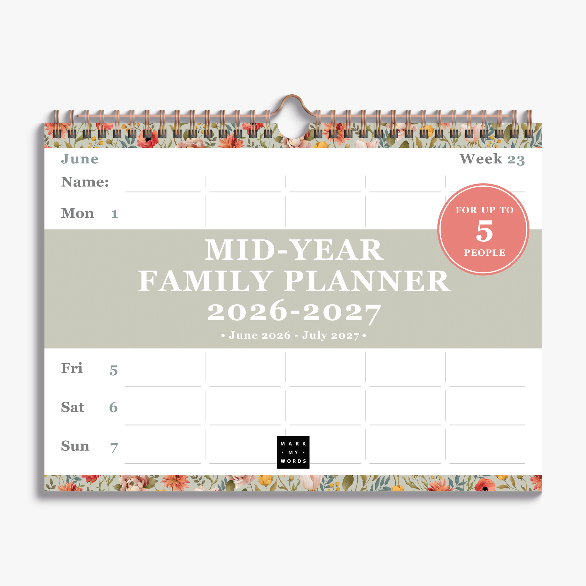 FAMILY PLANNER 2026-2027 A4 VINTAGE FLOWERS