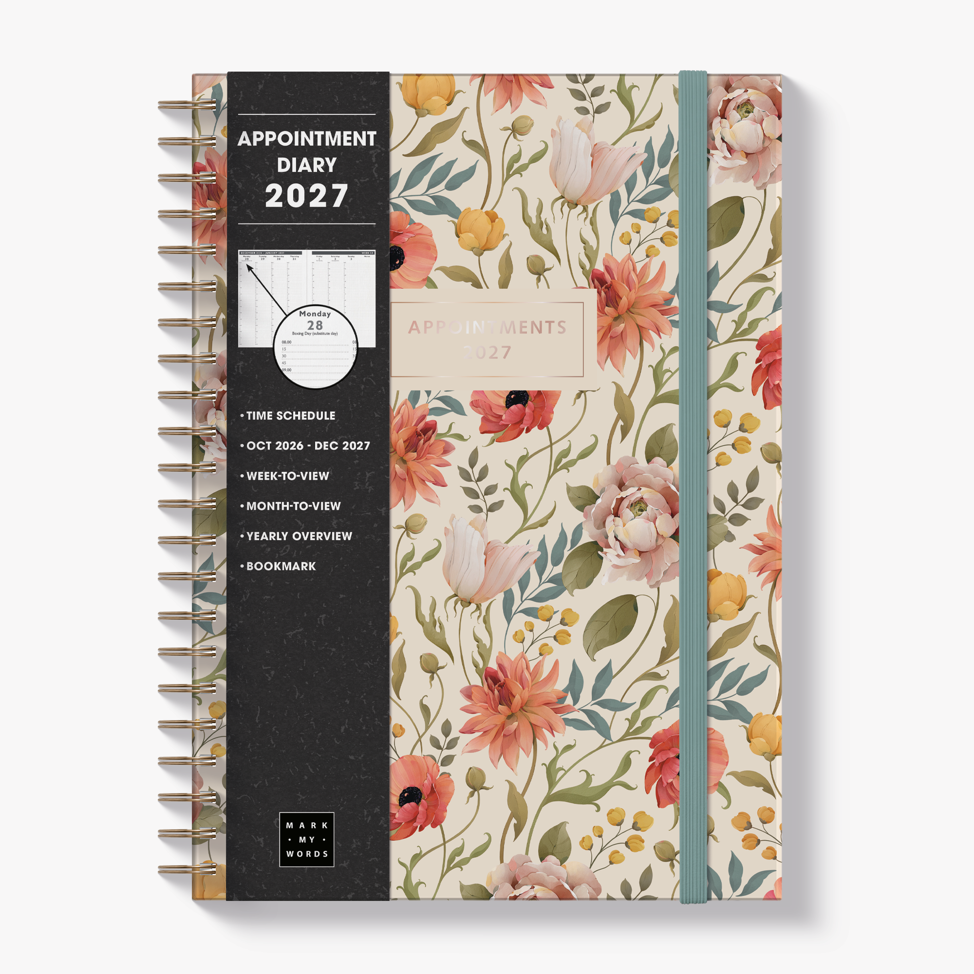 APPOINTMENT DIARY 2027 A4 VINTAGE FLOWERS