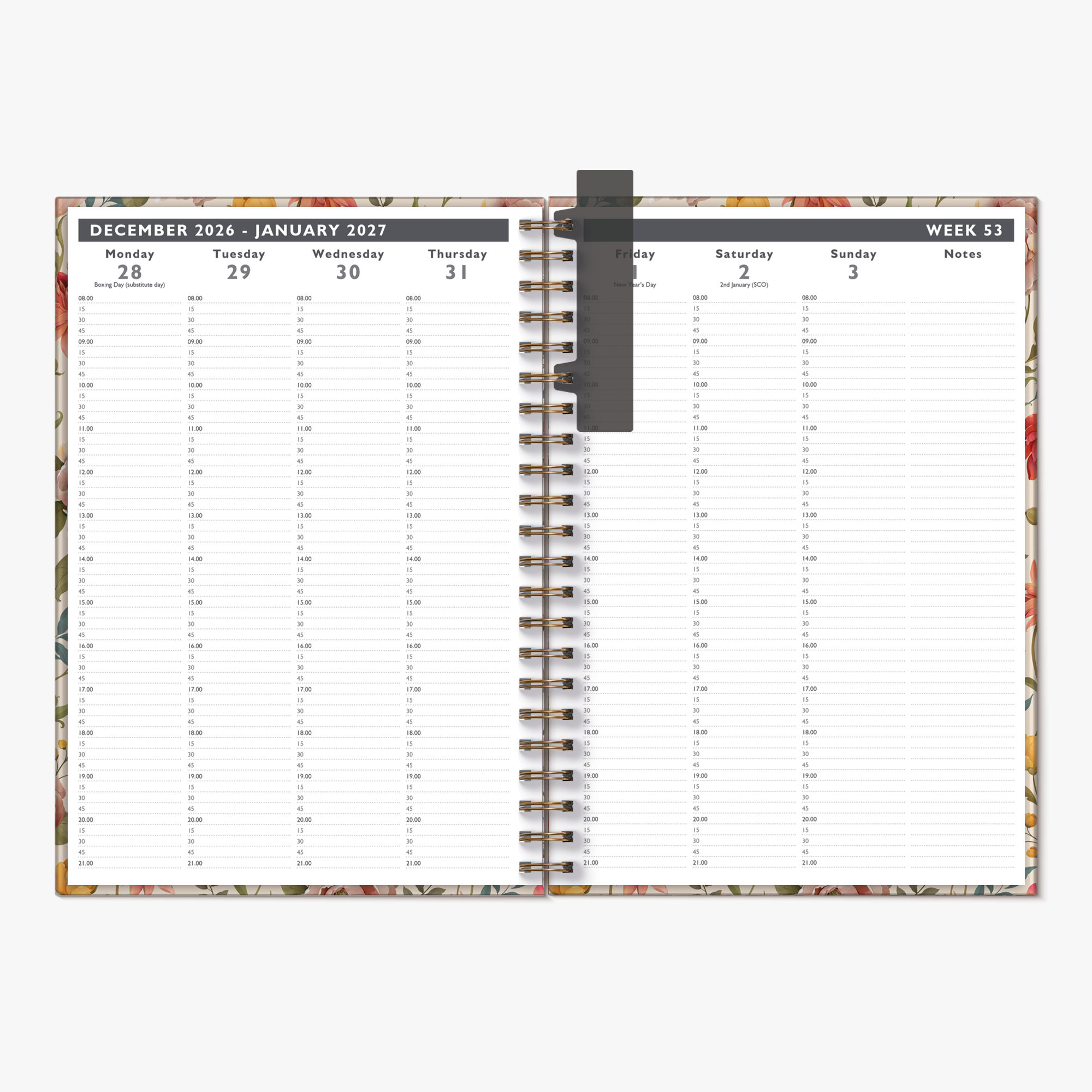 APPOINTMENT DIARY BUNDLE 2027 A4 VINTAGE FLOWERS