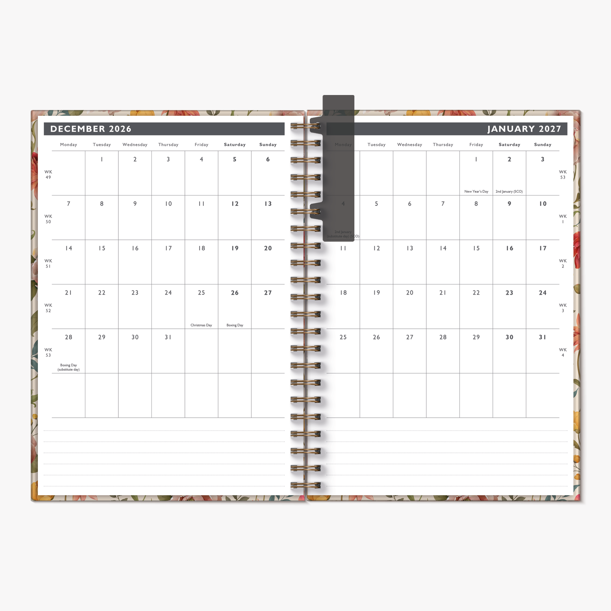 APPOINTMENT DIARY 2027 A4 VINTAGE FLOWERS