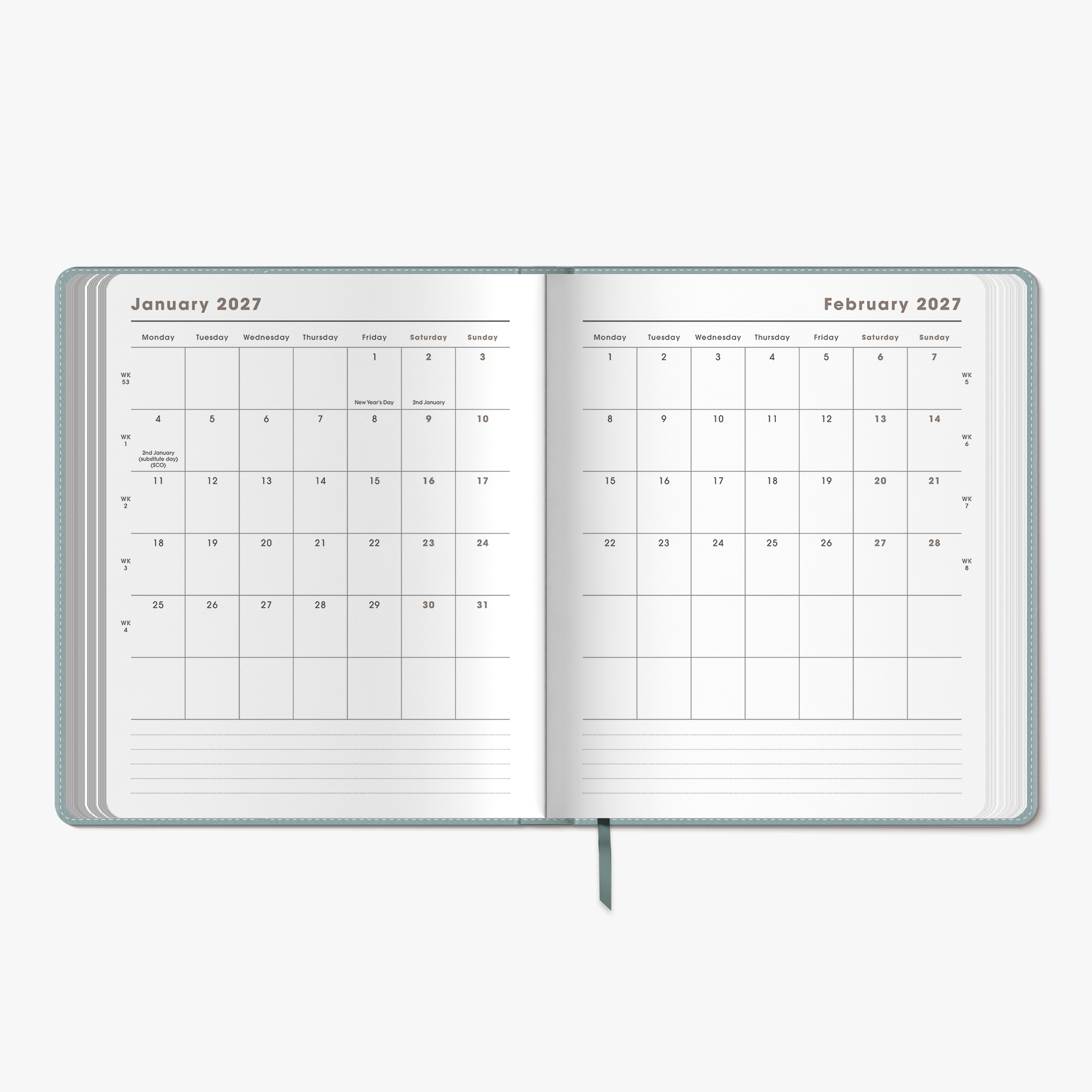 LUXURY WEEKLY PLANNER 2027 A5+ FLEXCOVER LEATHER-LOOK