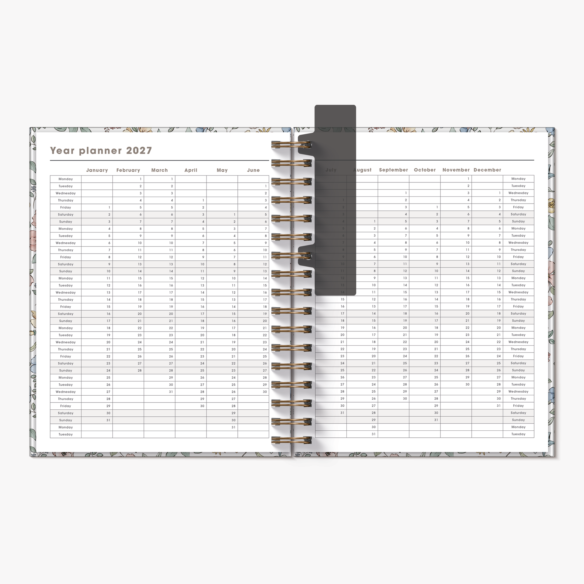 LUXURY WEEKLY PLANNER 2027 A5+ PASTEL FLORALS
