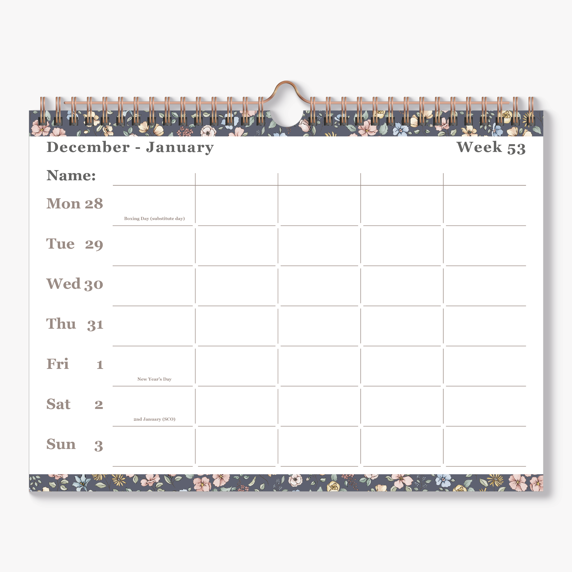 FAMILY PLANNER 2027 A4 PASTEL FLORALS