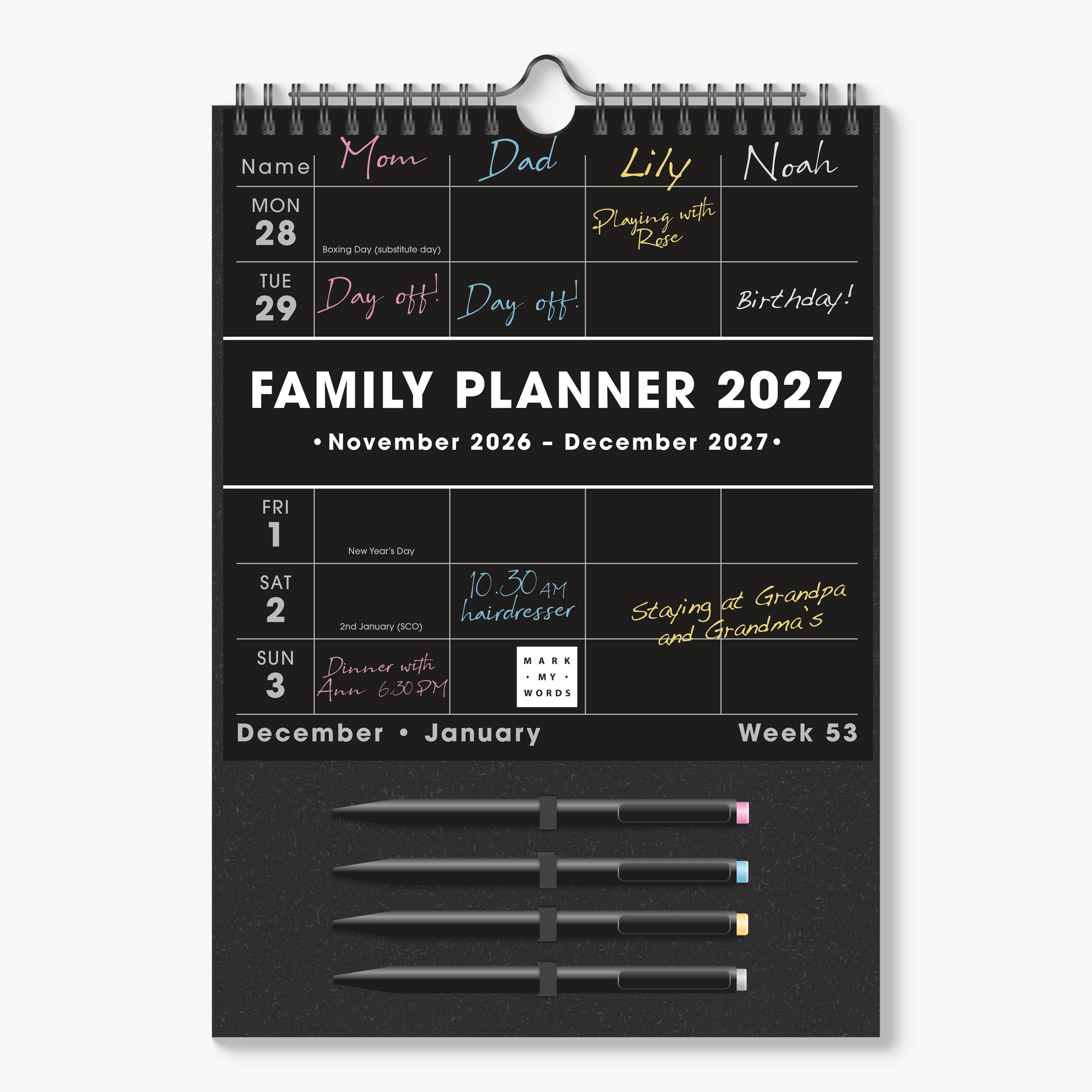FAMILY PLANNER 2027 A4 BLACKBOARD