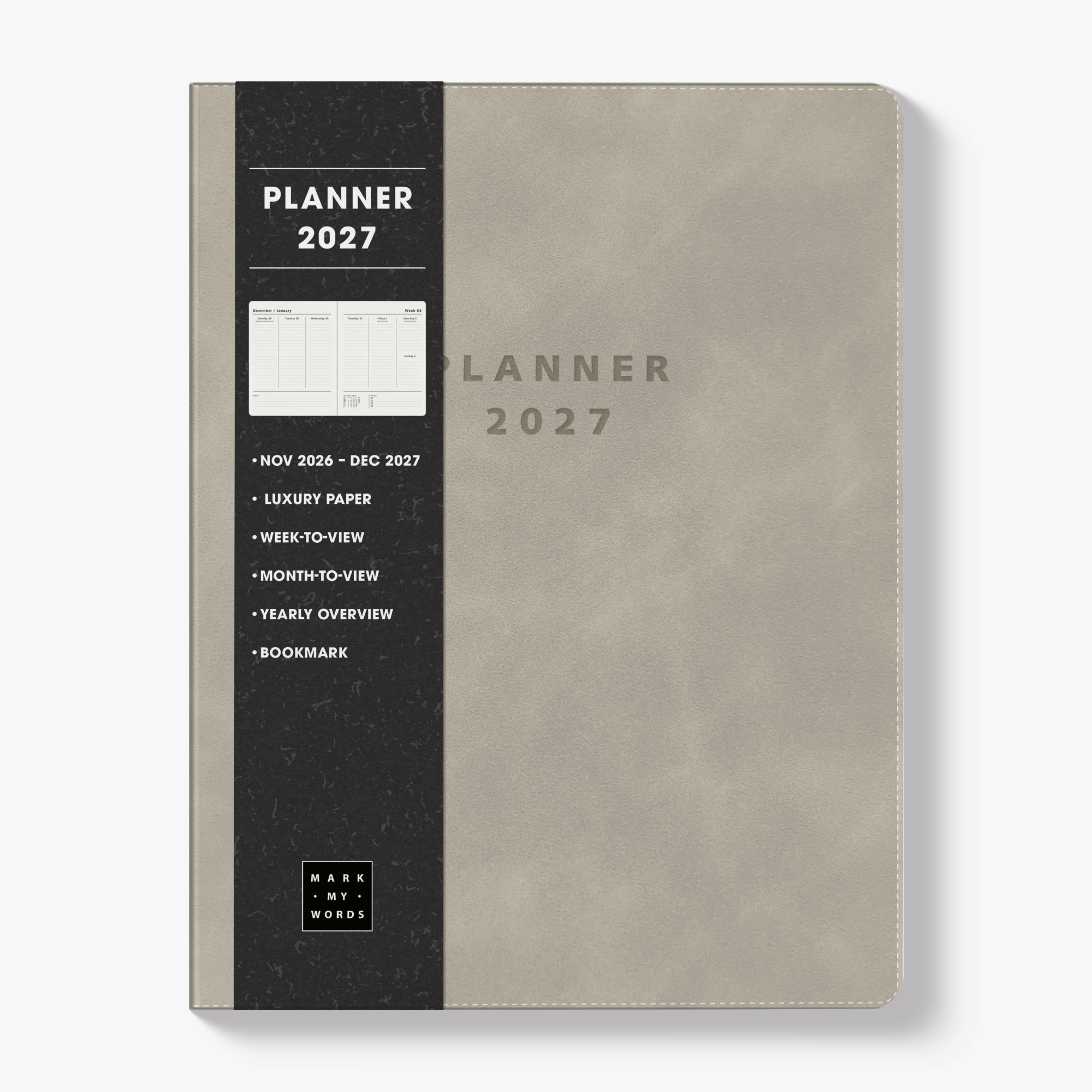 WEEKLY PLANNER 2027 ±A4 SUEDE-LOOK