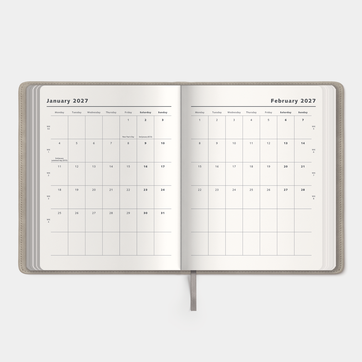 WEEKLY PLANNER 2027 ±A4 SUEDE-LOOK