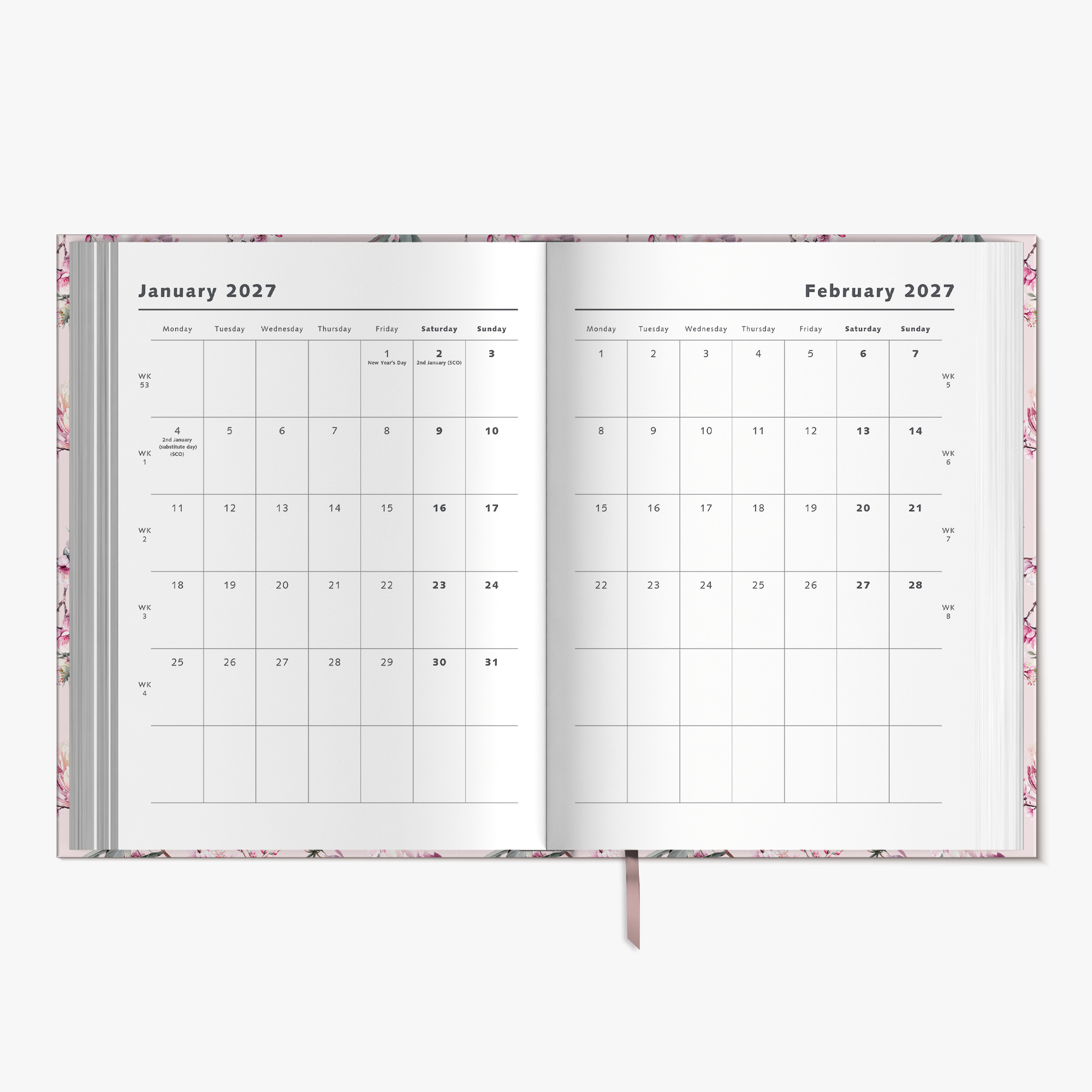 WEEKLY PLANNER 2027 A4 CHERRY BLOSSOM