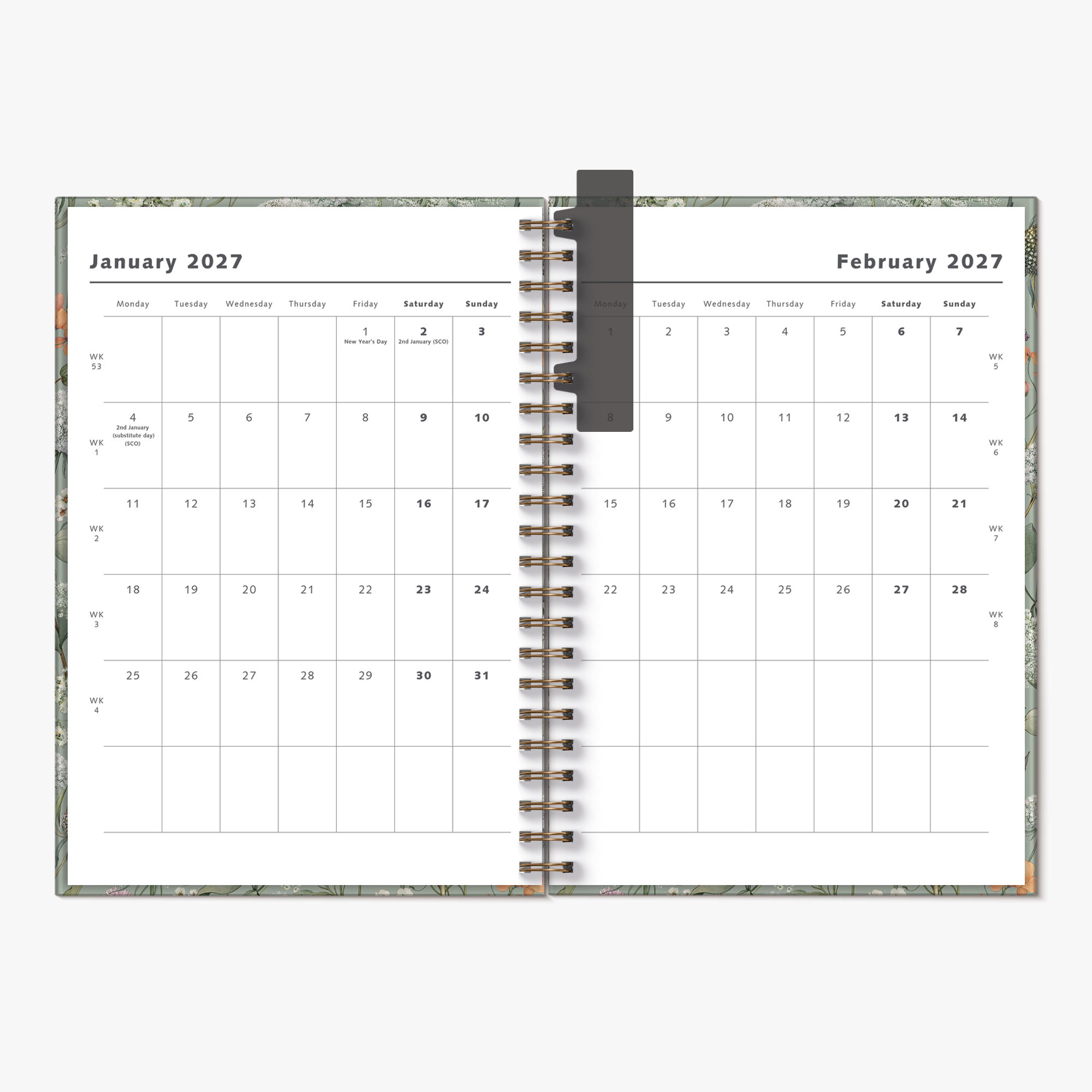 WEEKLY PLANNER 2027 A4 MEADOW FLOWERS