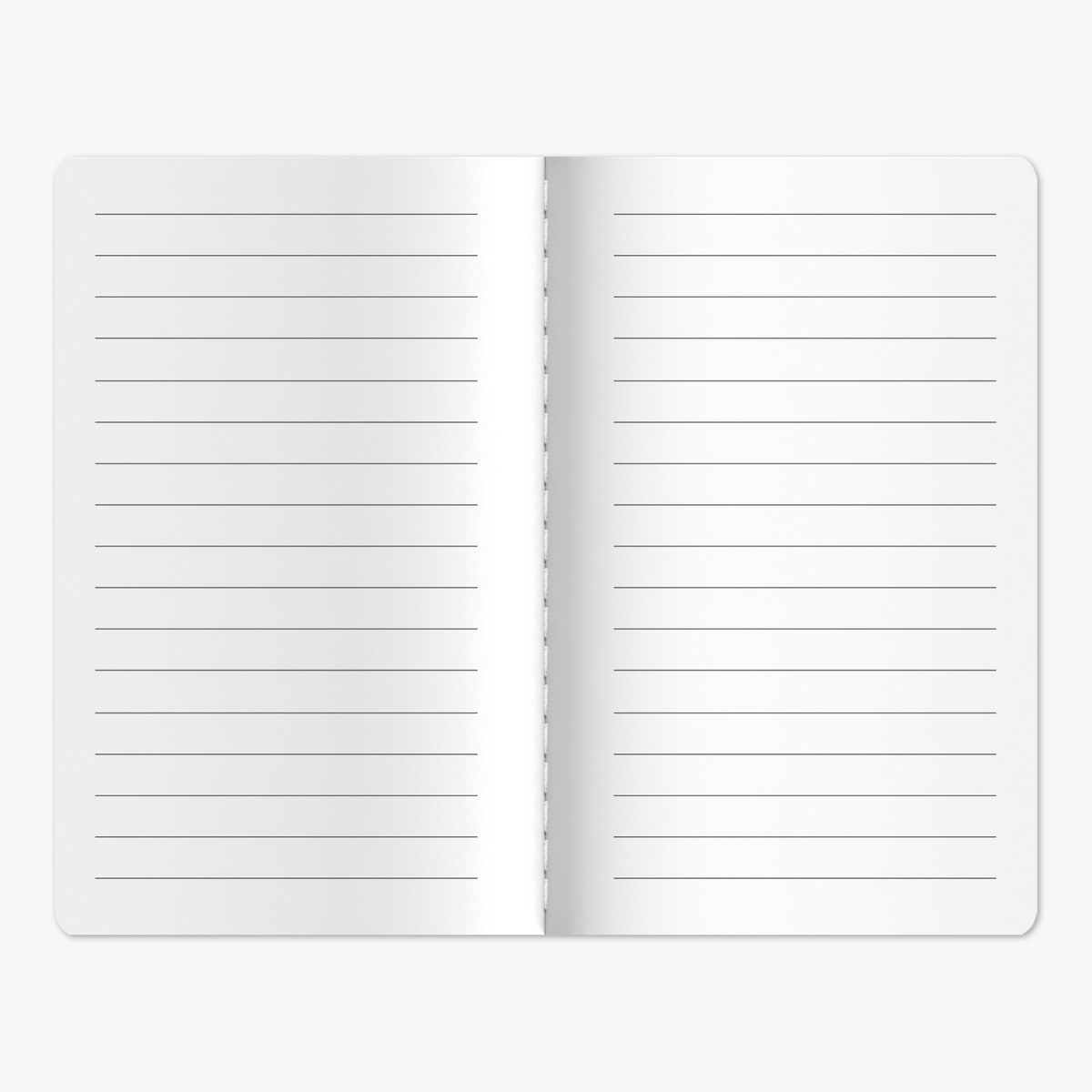 Pocket-sized notebook with ruled pages – inside view with ruled notes pages.
