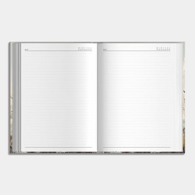Hardcover notebook with wildflowers design, example of inner pages.
