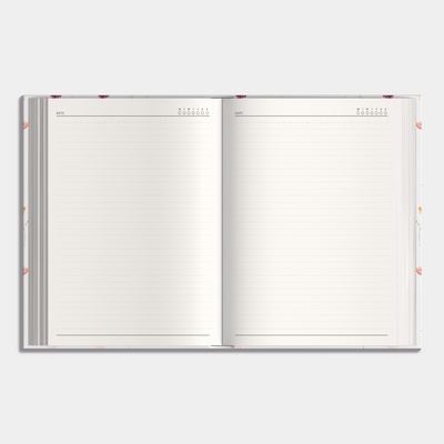 Notebook with a design of delicate flowers, example of inner pages.
