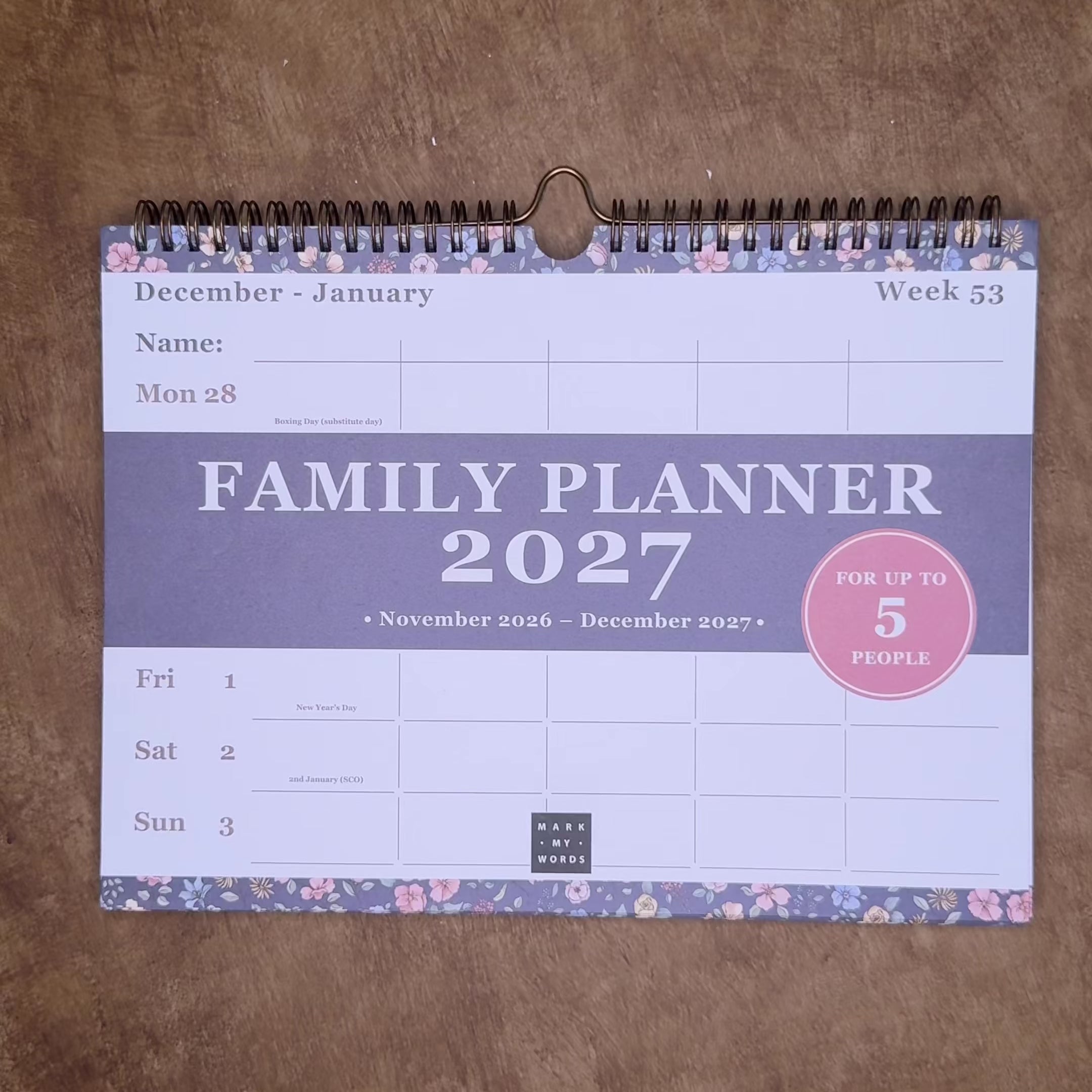 FAMILY PLANNER 2027 A4 PASTEL FLORALS