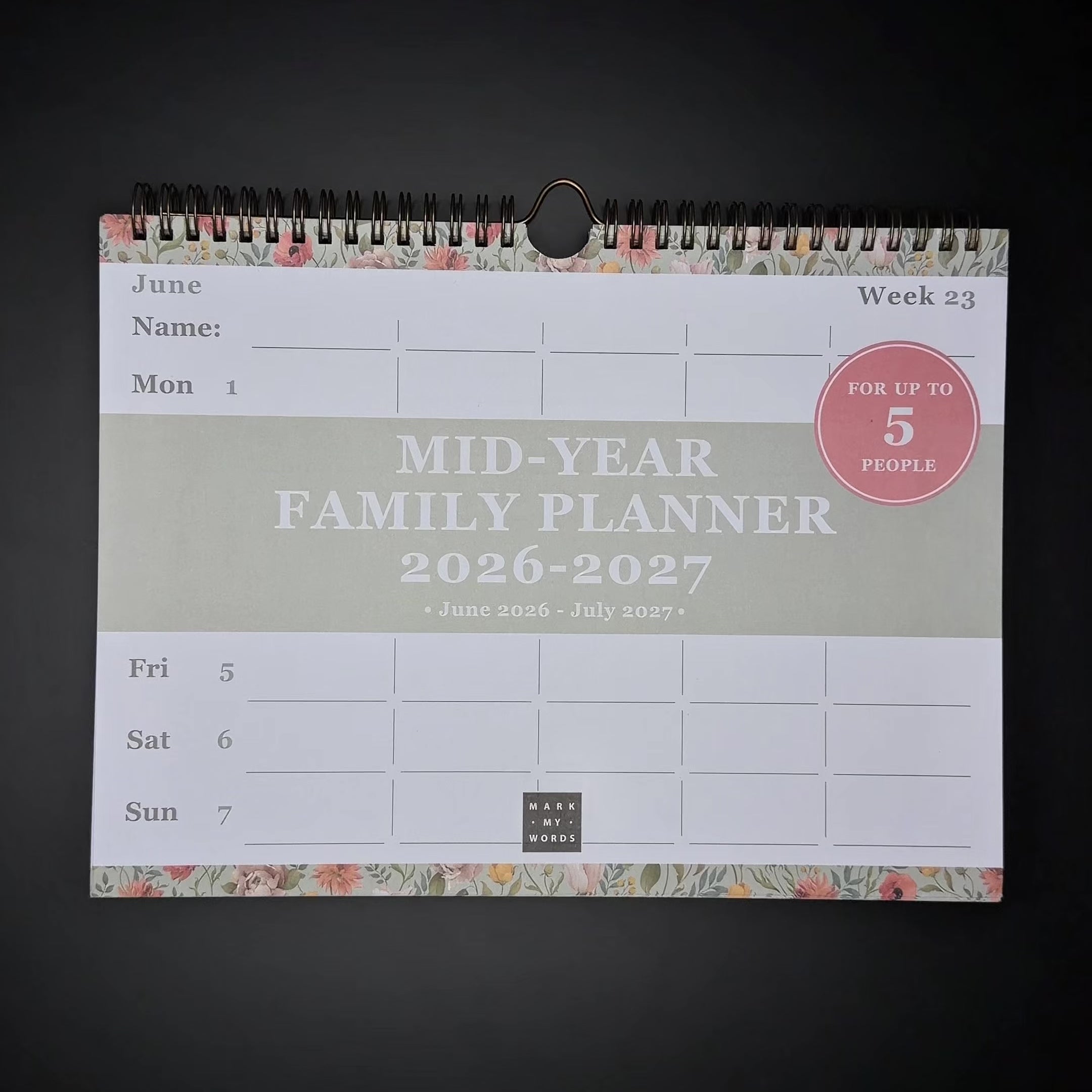 FAMILY PLANNER 2026-2027 A4 VINTAGE FLOWERS