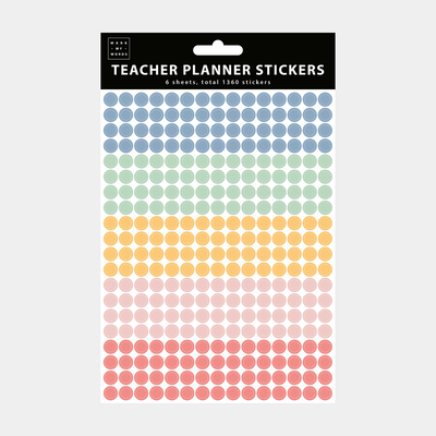 a sheet of colourful dots that are part of the pack of teacher planner stickers.