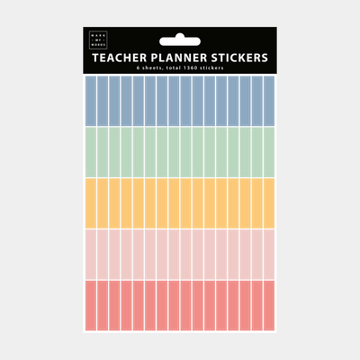 a sheet of colourful strips that are part of the pack of teacher planner stickers.